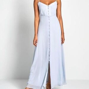 ModCloth Light Blue Chiffon‎ Button Front Maxi Dress Size 18 NWT
